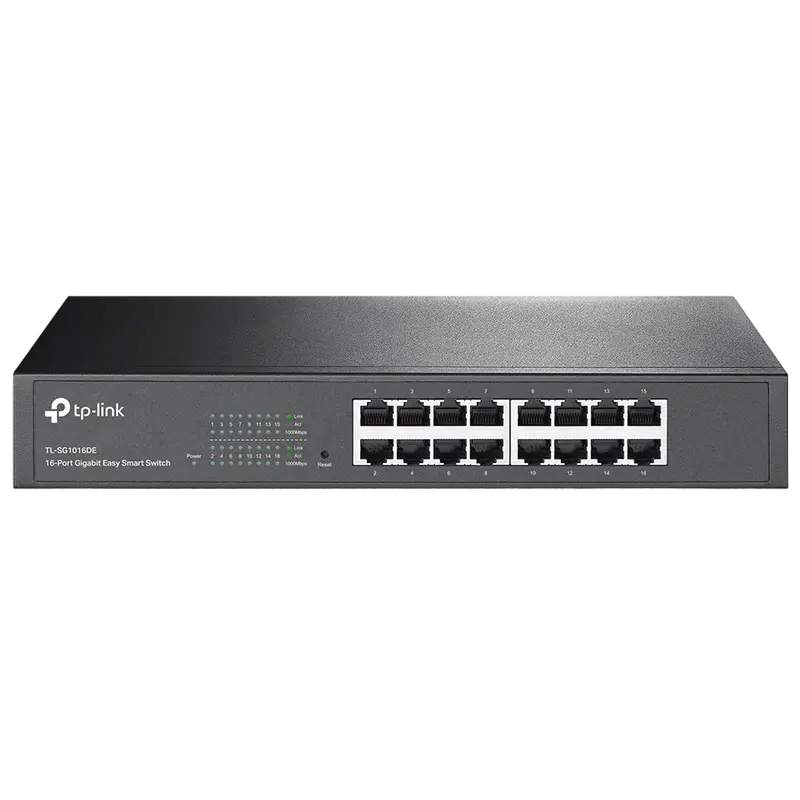 Сетевой коммутатор TP-LINK TL-SG1016DE, 16x 10/100/1000 Мбит/с Сетевой коммутатор TP-LINK TL-SG1016DE, 16x 10/100/1000 Мбит/с