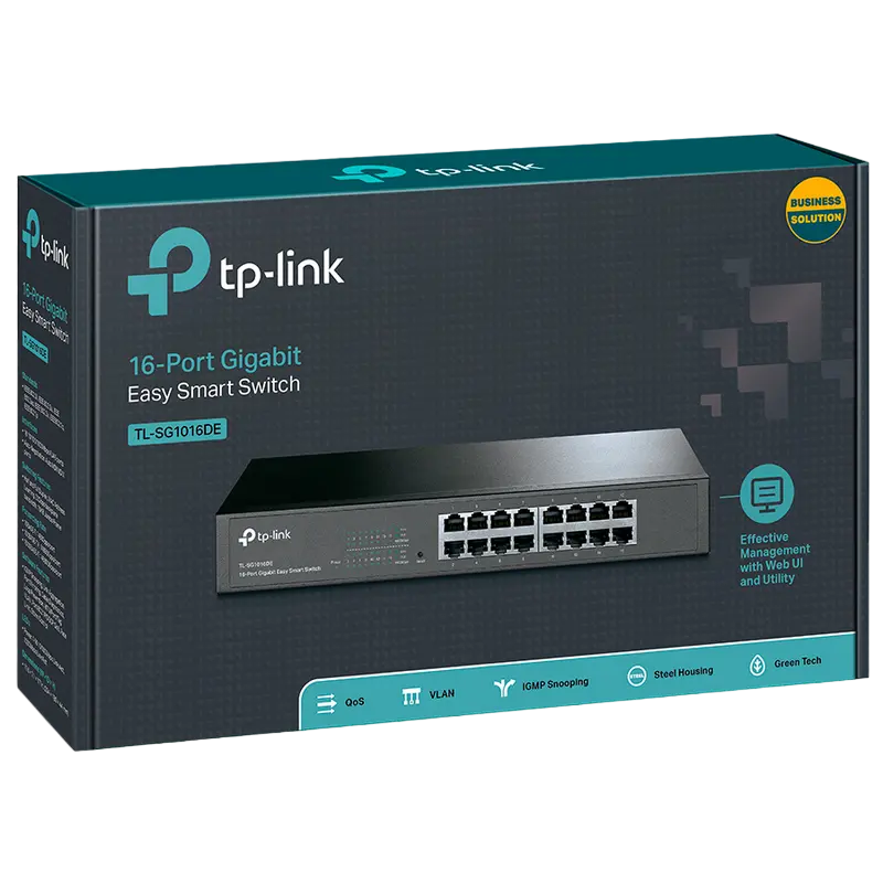 Сетевой коммутатор TP-LINK TL-SG1016DE, 16x 10/100/1000 Мбит/с Сетевой коммутатор TP-LINK TL-SG1016DE, 16x 10/100/1000 Мбит/с