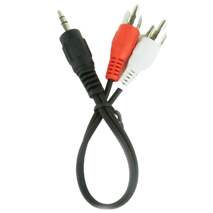 Audio Adaptor Cablexpert CCA-458/0.2, 3.5mm 3-pin (M) - 2x RCA (M), 0,2m, Negru Audio Adaptor Cablexpert CCA-458/0.2, 3.5mm 3-pin (M) - 2x RCA (M), 0,2m, Negru