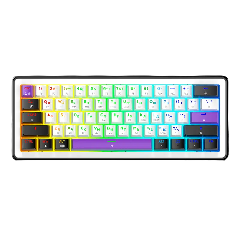 Tastatură HATOR Hellyberry HK60 Wireless, Cu fir / Fără fir, Alb Tastatură HATOR Hellyberry HK60 Wireless, Cu fir / Fără fir, Alb