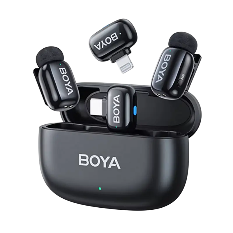 Портативный записывающий микрофон Boya mini 2-01, Беспроводной, Черный