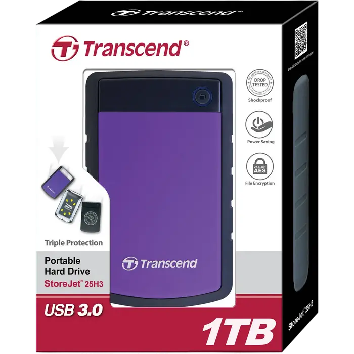 Внешний портативный жесткий диск Transcend StoreJet 25H3P, 1 ТБ, Серый/Фиолетовый (TS1TSJ25H3P) Внешний портативный жесткий диск Transcend StoreJet 25H3P, 1 ТБ, Серый/Фиолетовый (TS1TSJ25H3P)