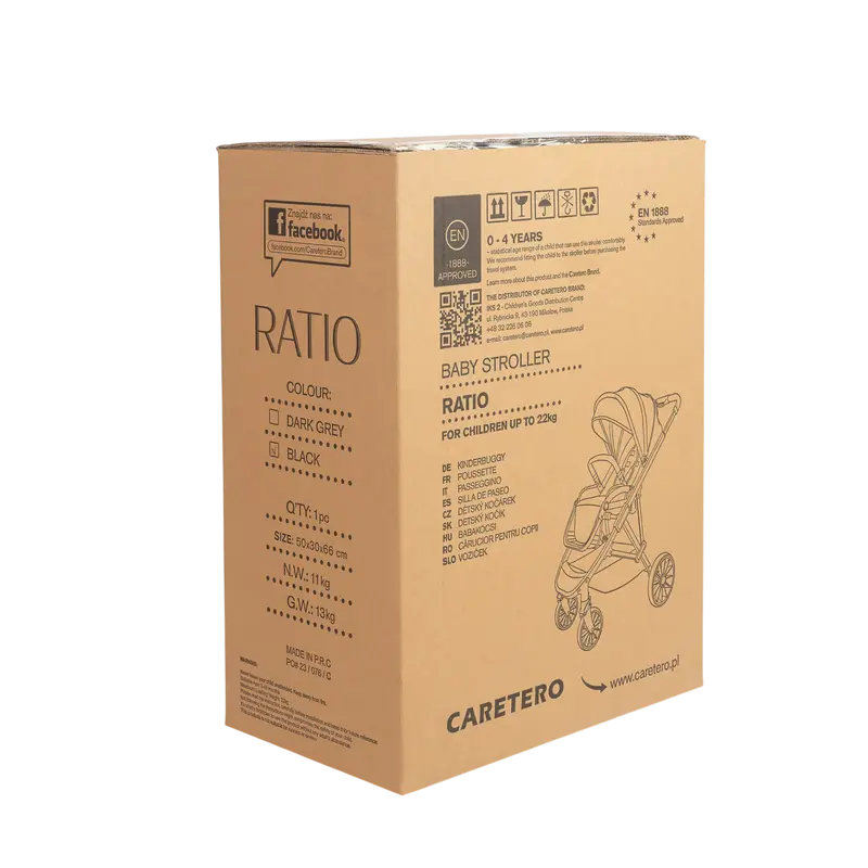 Cărucior Caretero Ratio, Negru Cărucior Caretero Ratio, Negru