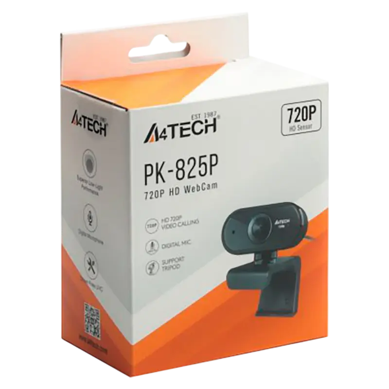 PC Camera A4Tech PK-825P, 720P HD Sensor, Built-in Microphone, Fixed Focus, HD Glass Lens, Black PC Camera A4Tech PK-825P, 720P HD Sensor, Built-in Microphone, Fixed Focus, HD Glass Lens, Black