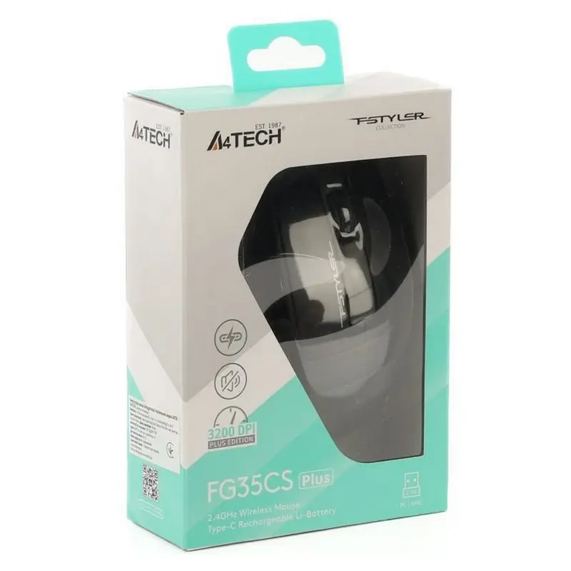 Wireless Mouse A4Tech FG35CS Plus, Fstyler 2.4G Rechargeable With Silent Button , Gray Wireless Mouse A4Tech FG35CS Plus, Fstyler 2.4G Rechargeable With Silent Button , Gray