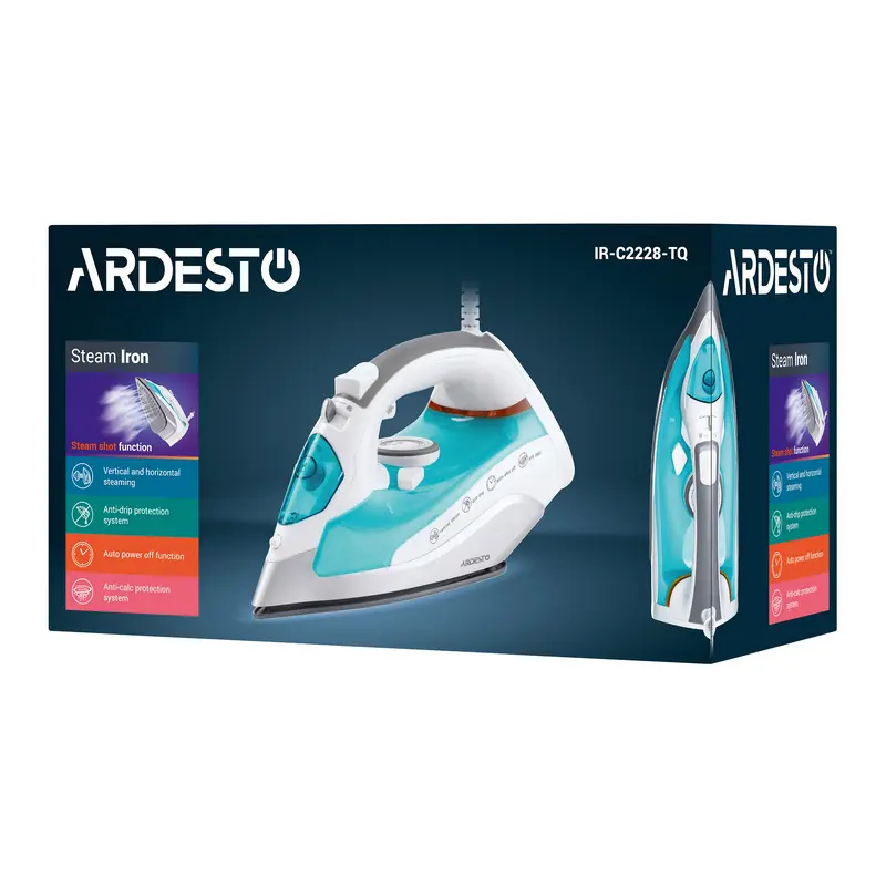 Fier de călcat Ardesto IR-C2228-TQ, 2200W, Albastru | Alb Fier de călcat Ardesto IR-C2228-TQ, 2200W, Albastru | Alb