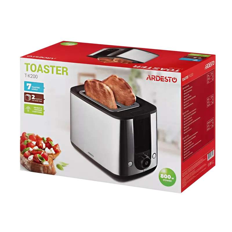 Toaster Ardesto T-K200, Oțel inoxidabil Toaster Ardesto T-K200, Oțel inoxidabil