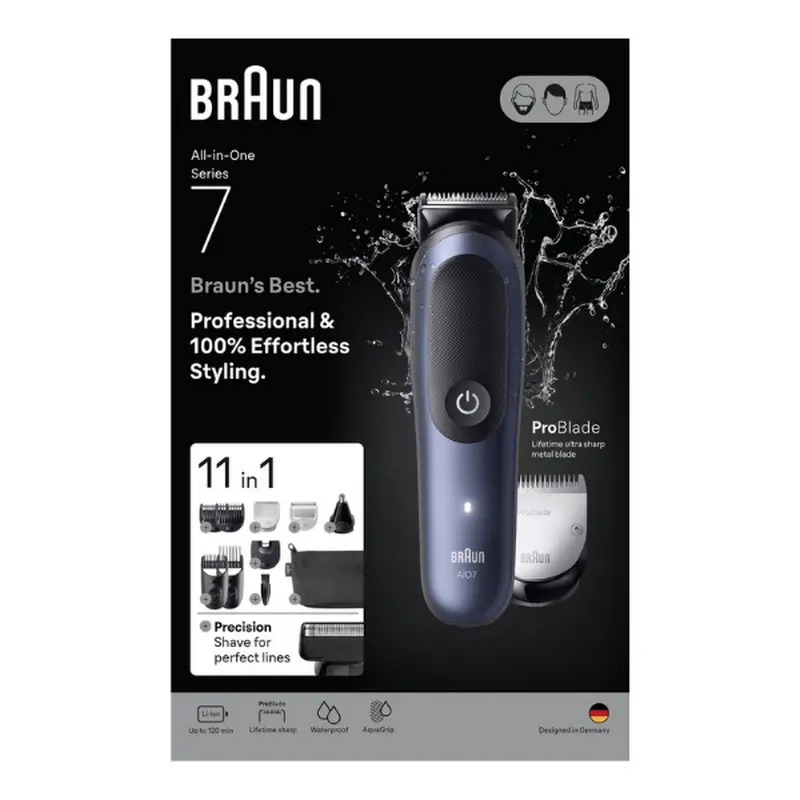 Trimmer pentru bărbați Braun AIO7540, Albastru Trimmer pentru bărbați Braun AIO7540, Albastru