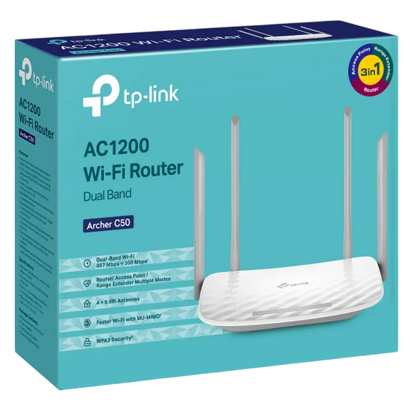 Router fără fir TP-LINK Archer C50, Alb Router fără fir TP-LINK Archer C50, Alb