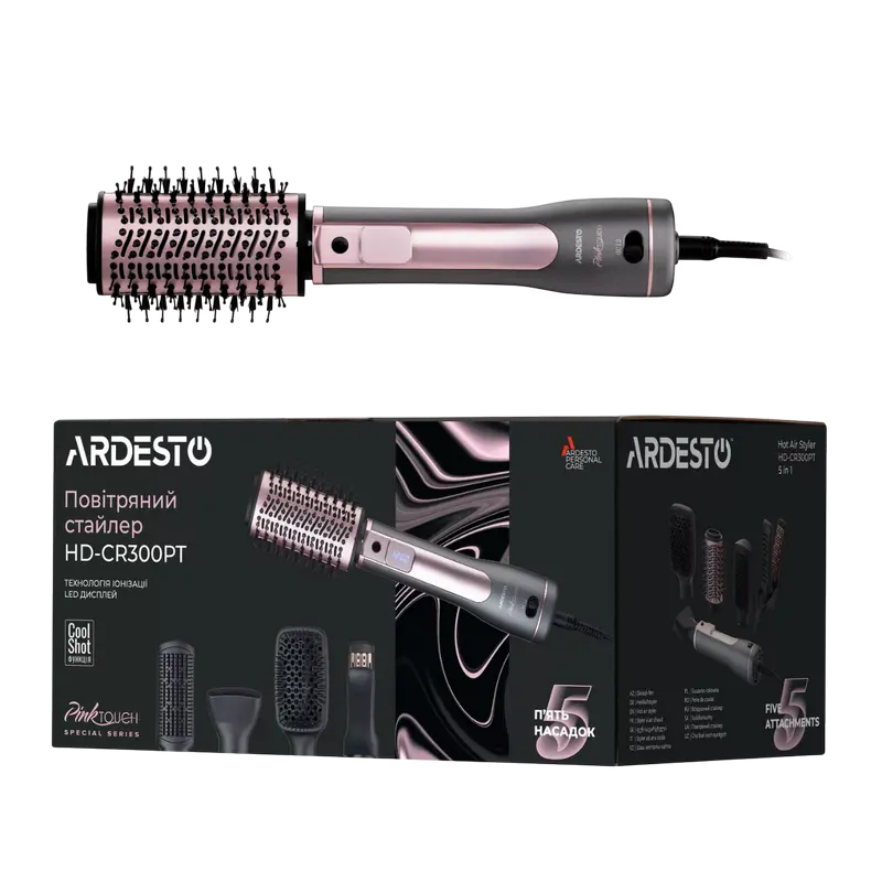Uscător de păr-perie Ardesto HD-CR300PT, 1200W, Gri | Roz Uscător de păr-perie Ardesto HD-CR300PT, 1200W, Gri | Roz