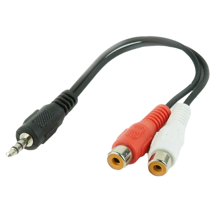 Audio Adaptor Cablexpert CCA-406, 3.5mm 3-pin (M) - 2x RCA (F), 0,2m, Negru Audio Adaptor Cablexpert CCA-406, 3.5mm 3-pin (M) - 2x RCA (F), 0,2m, Negru