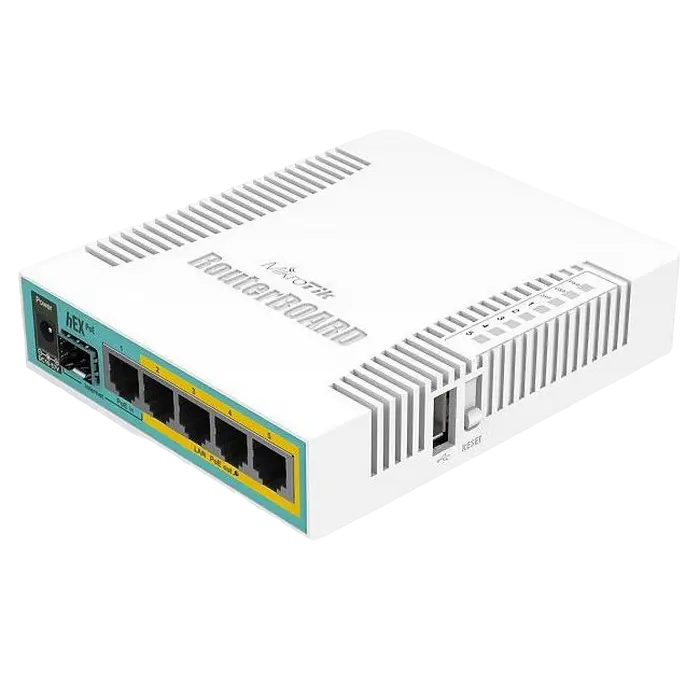 Router MikroTik hEX PoE, Alb Router MikroTik hEX PoE, Alb