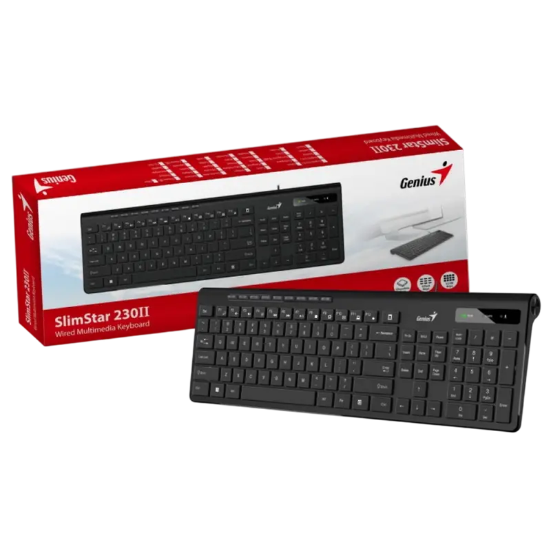 Tastatură Genius SlimStar 230 II, Cu fir, Negru Tastatură Genius SlimStar 230 II, Cu fir, Negru
