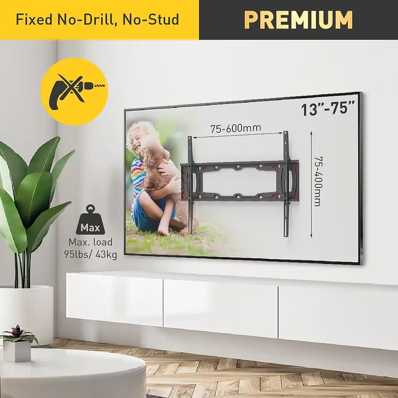 Wall Mount Barkan ''ND400.B'' Black 13"-75" Full Motion, max.43kg, VESA mm: up to 600x400mm Wall Mount Barkan ''ND400.B'' Black 13