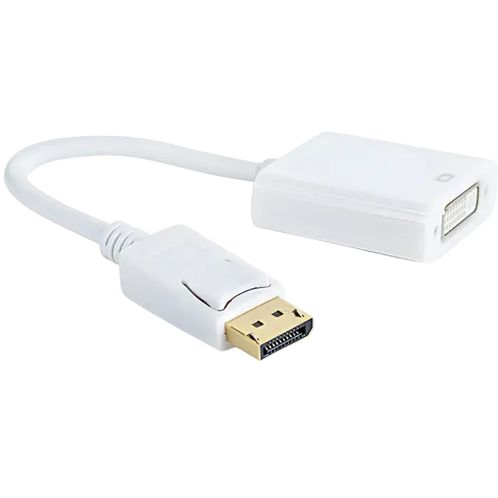 Видеоадаптер Cablexpert A-DPM-DVIF-002-W, DisplayPort (M) - DVI-I (F), 0,1м, Белый Видеоадаптер Cablexpert A-DPM-DVIF-002-W, DisplayPort (M) - DVI-I (F), 0,1м, Белый