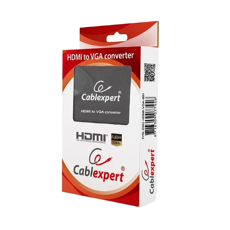 Видео/Audio конвертер Cablexpert DSC-HDMI-VGA-001, - VGA D-Sub + 3.5 mm Jack, Чёрный Видео/Audio конвертер Cablexpert DSC-HDMI-VGA-001, - VGA D-Sub + 3.5 mm Jack, Чёрный