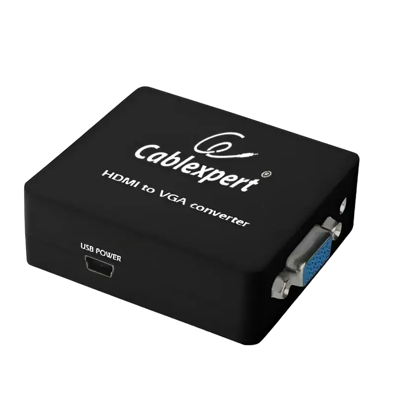 Видео/Audio конвертер Cablexpert DSC-HDMI-VGA-001, - VGA D-Sub + 3.5 mm Jack, Чёрный Видео/Audio конвертер Cablexpert DSC-HDMI-VGA-001, - VGA D-Sub + 3.5 mm Jack, Чёрный