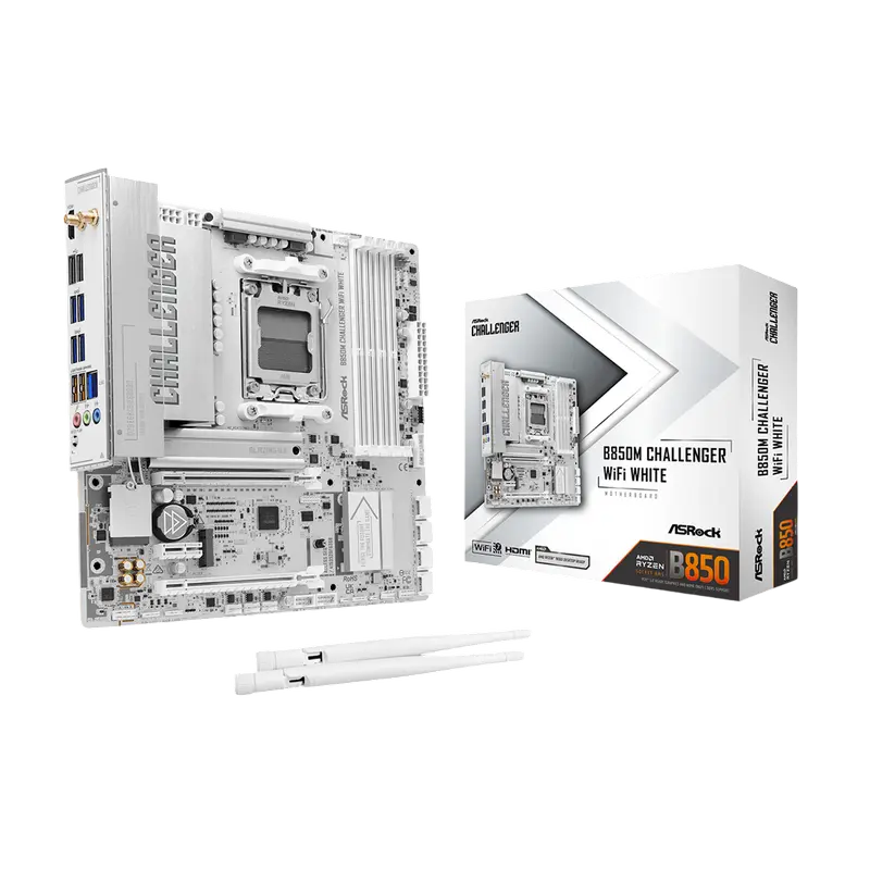 Placă de bază ASRock B850M CHALLENGER WIFI WHITE, AMD B850, Micro-ATX Placă de bază ASRock B850M CHALLENGER WIFI WHITE, AMD B850, Micro-ATX