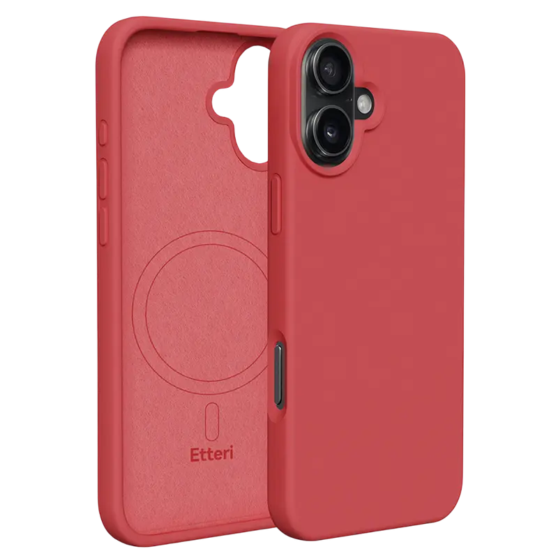 Чехол Etteri Silicone Mag для Apple iPhone 16, Raspberry