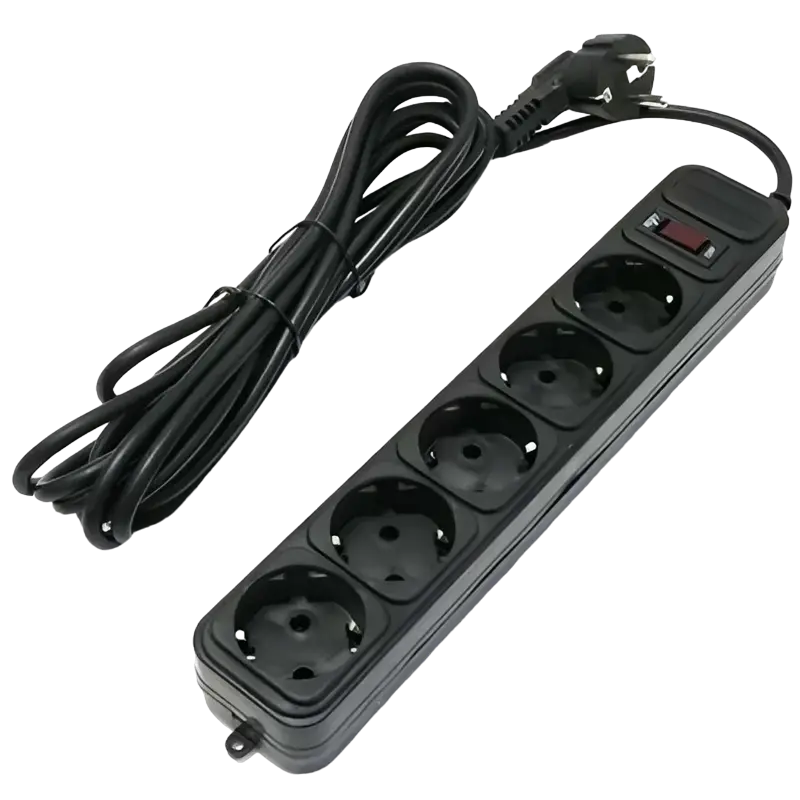 Сетевой фильтр Ultra Power UP3-B-10PPB, 5 Розеток, 3м, Чёрный