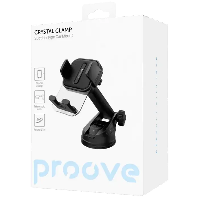 Suport Proove Crystal Clamp Suction Type Car Mount Black Suport Proove Crystal Clamp Suction Type Car Mount Black