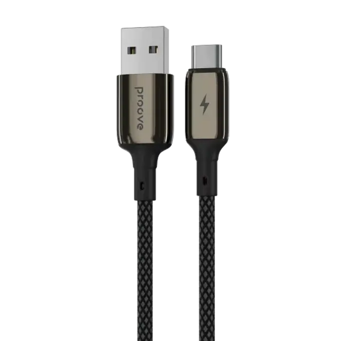 Cablu USB (Type-C), Proove Dense Metal 3A (1m), Black Cablu USB (Type-C), Proove Dense Metal 3A (1m), Black