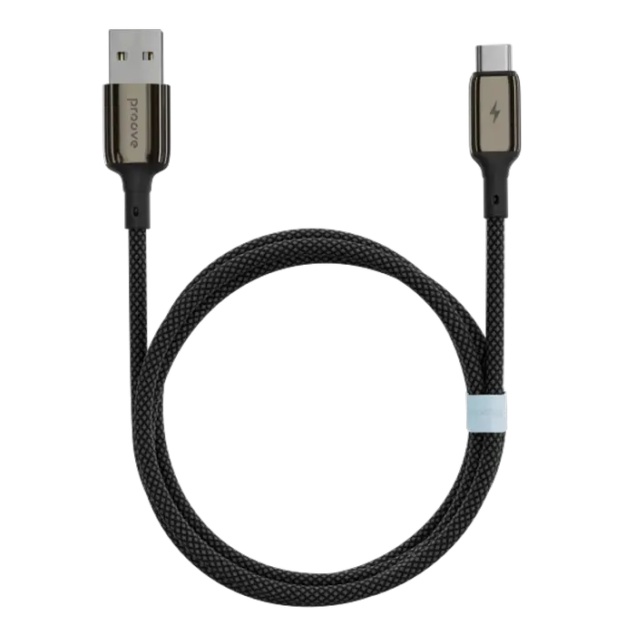 Cablu USB (Type-C), Proove Dense Metal 3A (1m), Black Cablu USB (Type-C), Proove Dense Metal 3A (1m), Black