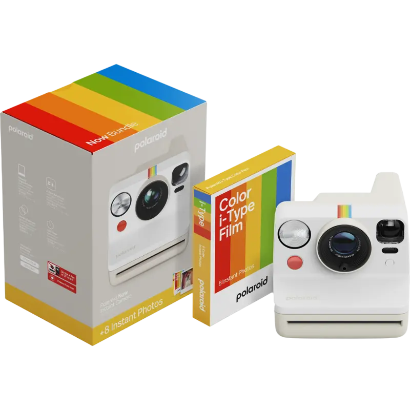 Cameră Foto Polaroid Now Gen 3 + Color Film Bundle, Alb