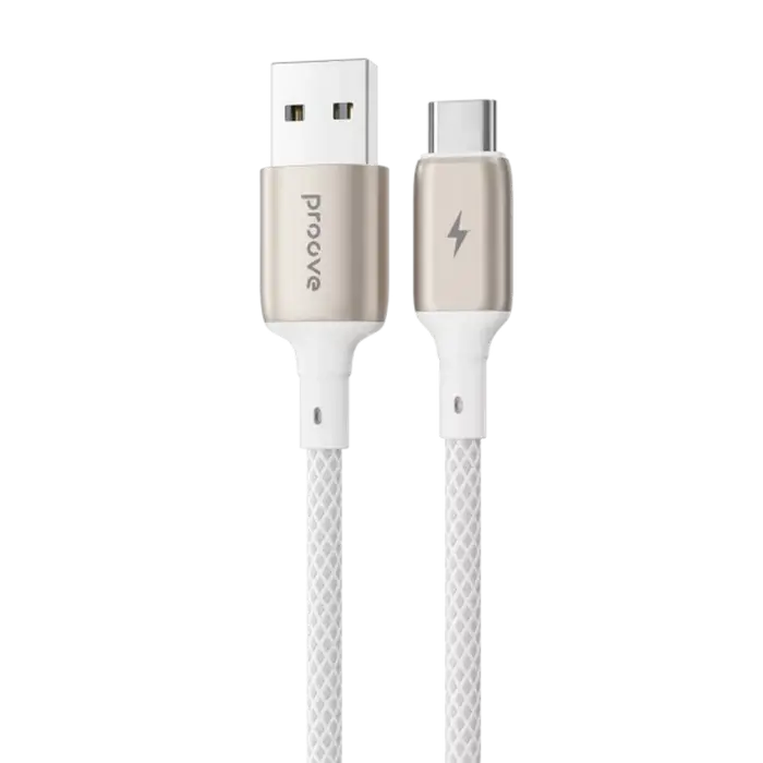 Cablu USB (Type-C), Proove Dense Metal 3A (1m), White Cablu USB (Type-C), Proove Dense Metal 3A (1m), White