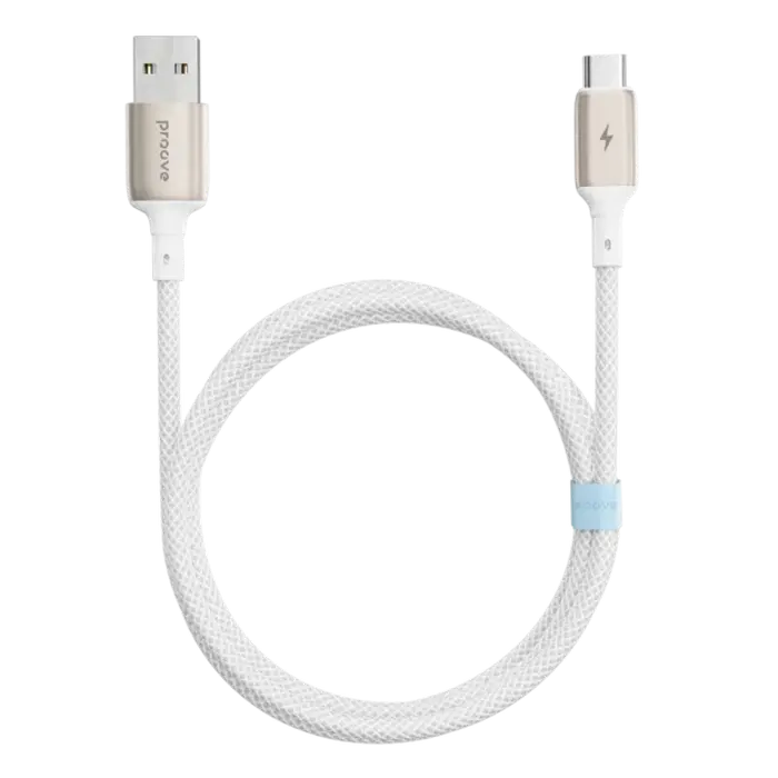 Cablu USB (Type-C), Proove Dense Metal 3A (1m), White Cablu USB (Type-C), Proove Dense Metal 3A (1m), White