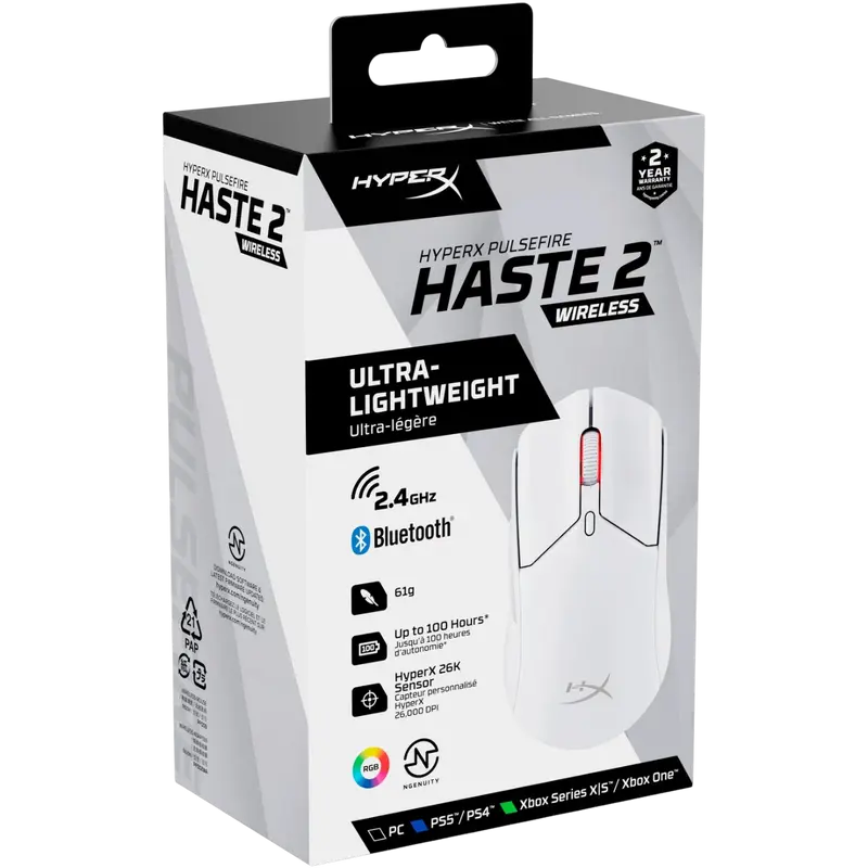 Gaming Mouse HyperX Pulsefire Haste 2 mini, Alb Gaming Mouse HyperX Pulsefire Haste 2 mini, Alb