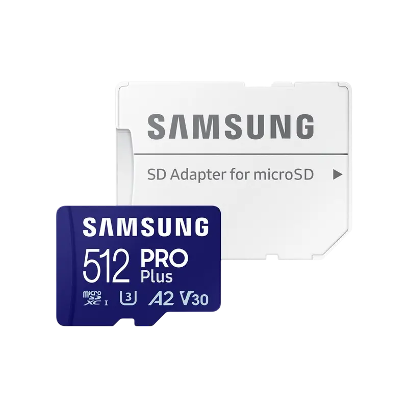 .512GB MicroSD (Class 10) UHS-I (U3) +SD adapter, Samsung PRO Plus 