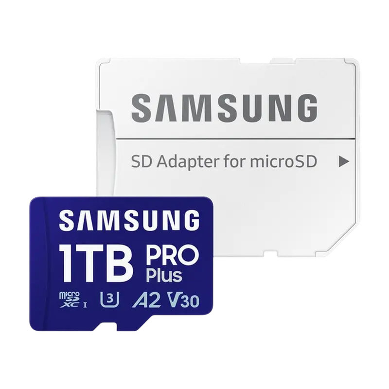 1.0TB MicroSD (Class 10) UHS-I (U3) +SD adapter, Samsung PRO Plus 
