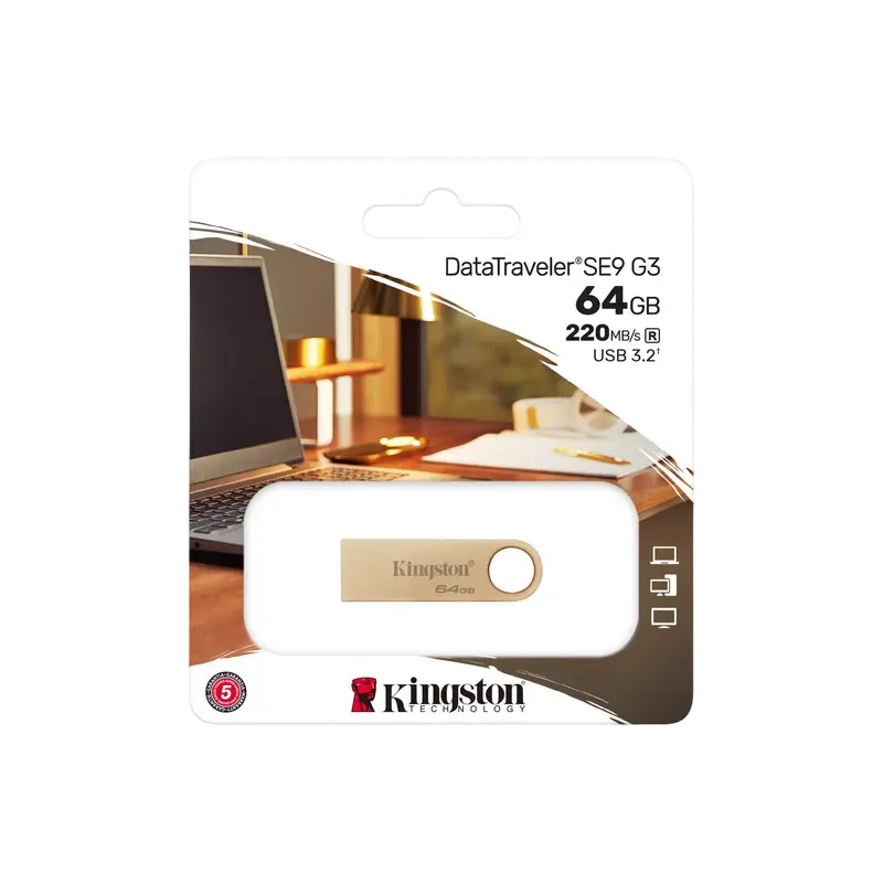 USB Flash накопитель Kingston DataTraveler SE9 G3 64 ГБГБ Золотой - 220 МБ/с | 100 МБ/с USB Flash накопитель Kingston DataTraveler SE9 G3 64 ГБГБ Золотой - 220 МБ/с | 100 МБ/с