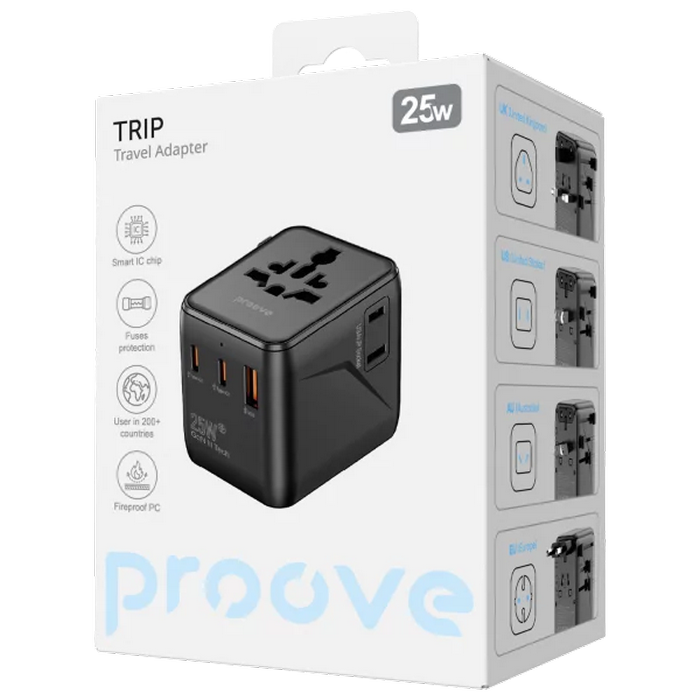 Încărcător Proove Trip Negru - 25 W | Rețea Încărcător Proove Trip Negru - 25 W | Rețea