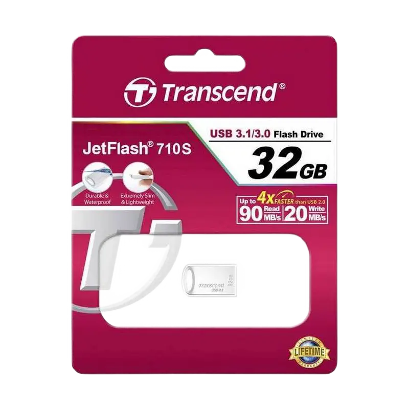 Memorie USB Transcend JetFlash 710 32 GBGB Argintiu - 90 MB/s | 20 MB/s Memorie USB Transcend JetFlash 710 32 GBGB Argintiu - 90 MB/s | 20 MB/s