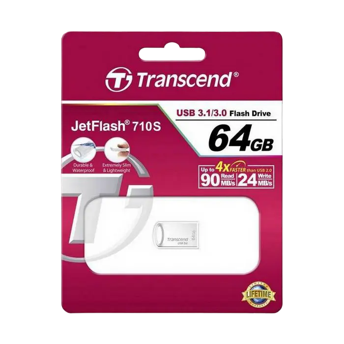 Memorie USB Transcend JetFlash 710 64 GBGB Argintiu - 90 MB/s | 30 MB/s Memorie USB Transcend JetFlash 710 64 GBGB Argintiu - 90 MB/s | 30 MB/s
