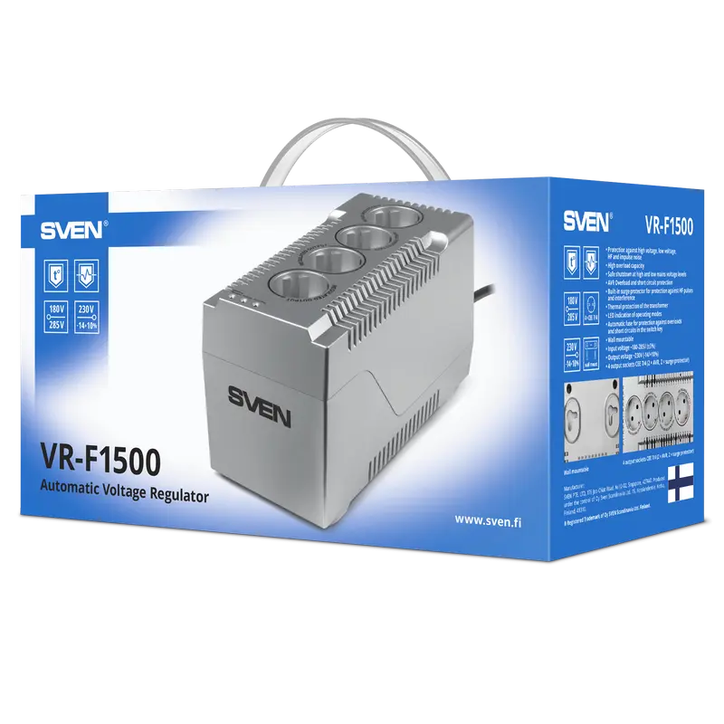 Stabilizator de Tensiune SVEN VR-F1500 Gri - 1500 VA | 500 W Stabilizator de Tensiune SVEN VR-F1500 Gri - 1500 VA | 500 W