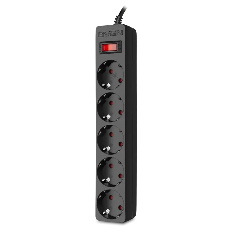 Prelungitor electric SVEN SF-05E Negru - 1.8 m | 2300 W | 5 Prelungitor electric SVEN SF-05E Negru - 1.8 m | 2300 W | 5