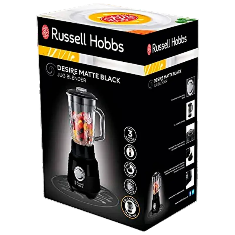 Blender staționar Russell Hobbs 24722-56 Negru - 650 W | 1.5 l | Plastic Blender staționar Russell Hobbs 24722-56 Negru - 650 W | 1.5 l | Plastic
