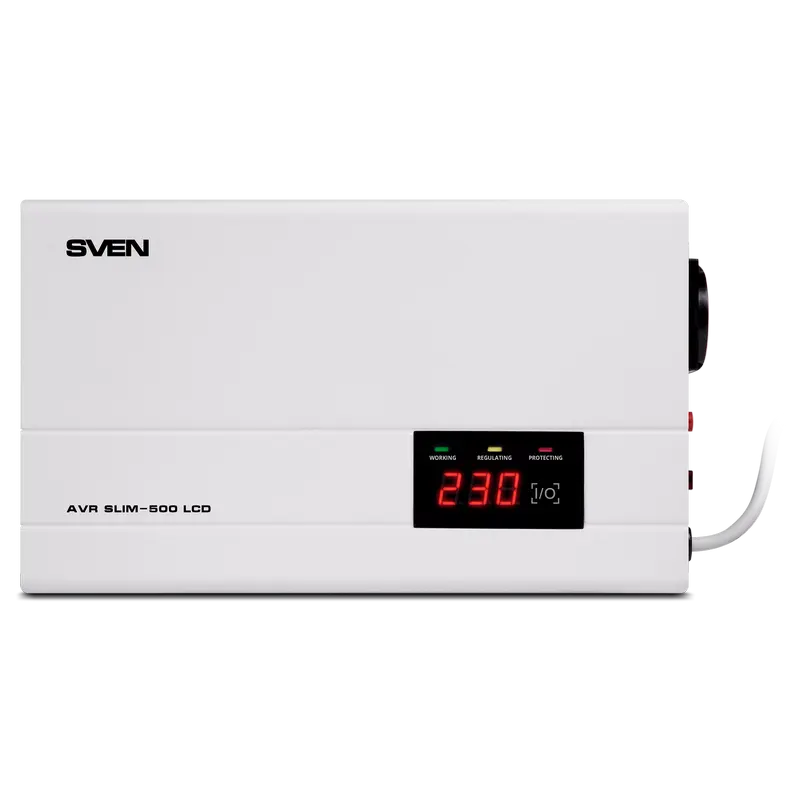 Stabilizator de Tensiune SVEN SLIM AVR-500 LCD Alb - 500 VA | 400 W Stabilizator de Tensiune SVEN SLIM AVR-500 LCD Alb - 500 VA | 400 W