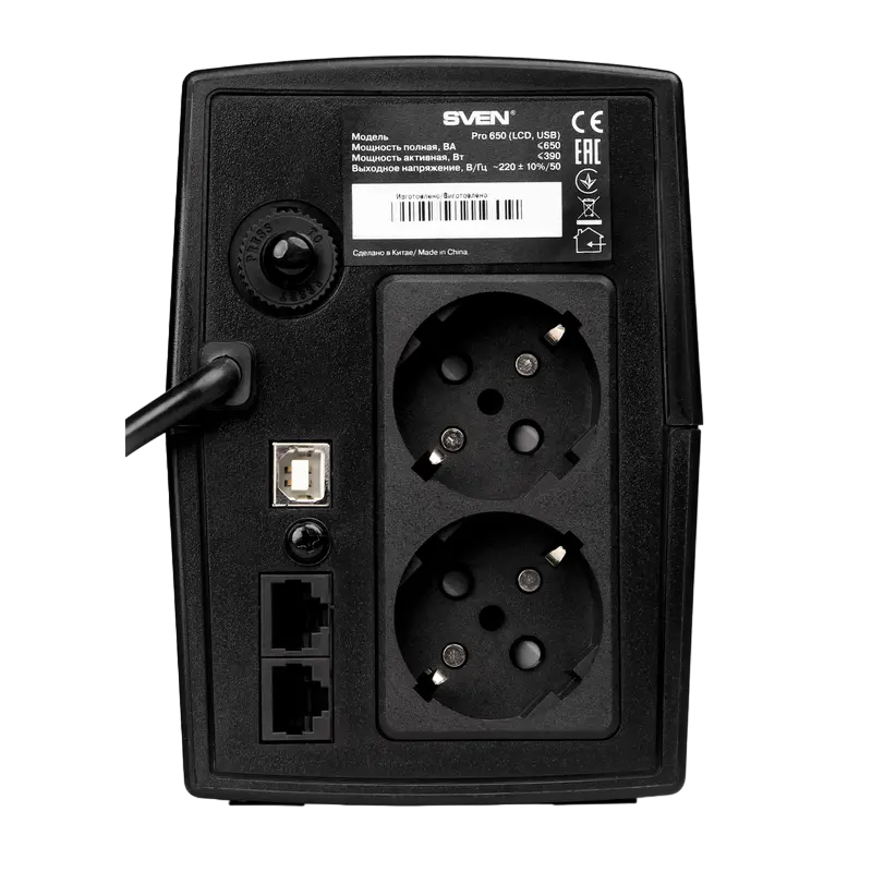 Источник бесперебойного питания SVEN Pro 650 Черный - Башня | Линейно-интерактивный | 650 ВА Источник бесперебойного питания SVEN Pro 650 Черный - Башня | Линейно-интерактивный | 650 ВА