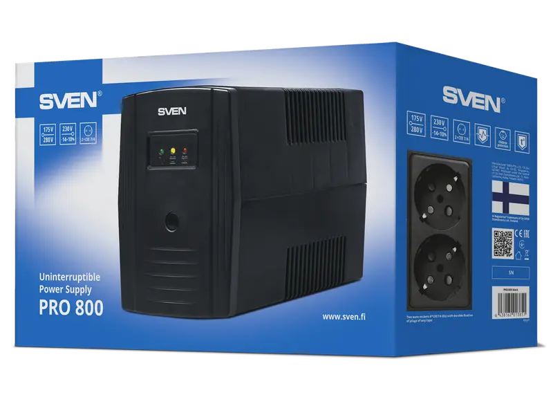 Sursă de alimentare neîntreruptibilă SVEN Pro 800 Negru - Linear-interactiv | 800 VA Sursă de alimentare neîntreruptibilă SVEN Pro 800 Negru - Linear-interactiv | 800 VA