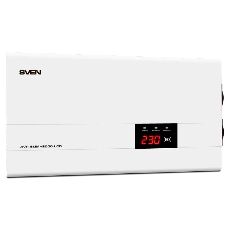 Стабилизатор напряжения SVEN SLIM AVR-2000 LCD Белый - 2000 ВА | 1200 Вт Стабилизатор напряжения SVEN SLIM AVR-2000 LCD Белый - 2000 ВА | 1200 Вт
