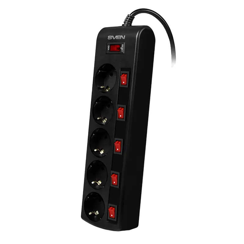 Prelungitor electric SVEN SF-05PL Negru - 3 m | 2300 W | 5 Prelungitor electric SVEN SF-05PL Negru - 3 m | 2300 W | 5