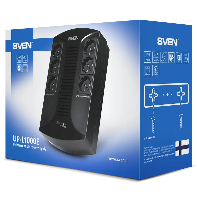 Источник бесперебойного питания SVEN UP-L1000E Черный - Линейно-интерактивный | 1000 ВА Источник бесперебойного питания SVEN UP-L1000E Черный - Линейно-интерактивный | 1000 ВА