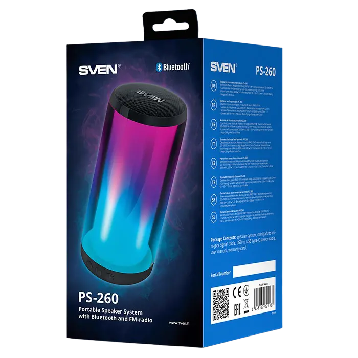 Портативная колонка SVEN PS-260 Чёрный - 10 Вт Портативная колонка SVEN PS-260 Чёрный - 10 Вт
