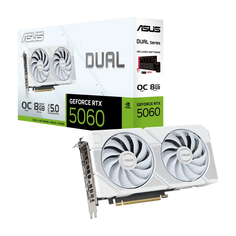 Placă video ASUS Dual GeForce RTX 5060 White OC - 8GB | PCI-E 5.0 x16