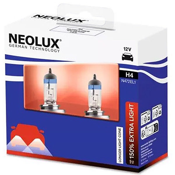Галогенная автолампа Neolux N472EL1-2SCB +150% H4 12V 60/55W