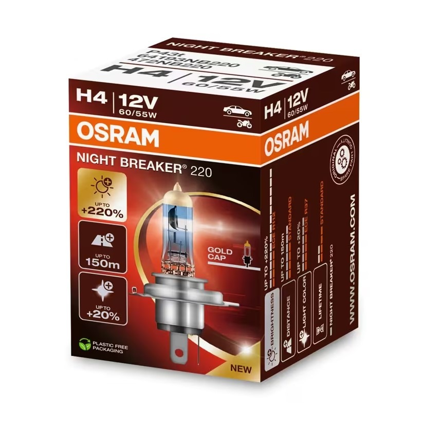 Bec auto Osram 64193 NB220 +220% H4 12V 60/55W